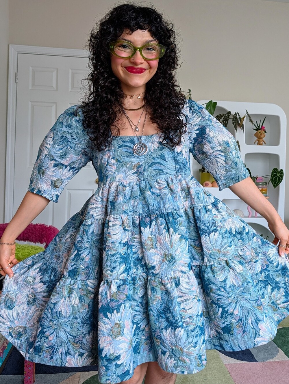 En Saison blue floral mini dress